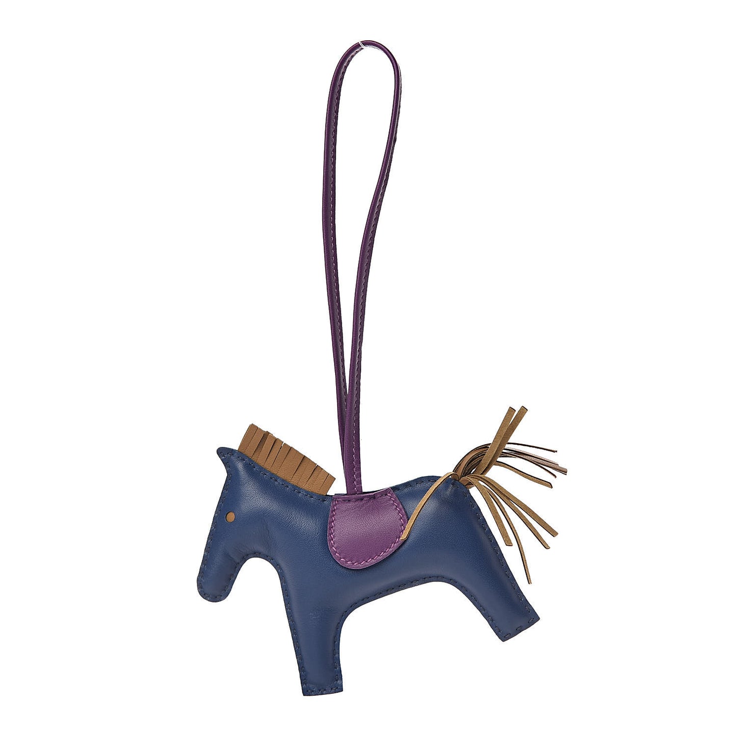 Milo Lambskin Grigri Rodeo Horse Bag Charm MM Bleu de Malte Kraft Violet