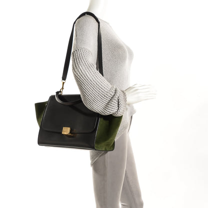 Celine Natural Calfskin Suede Medium Bi-Color Trapeze Black 2 of 8