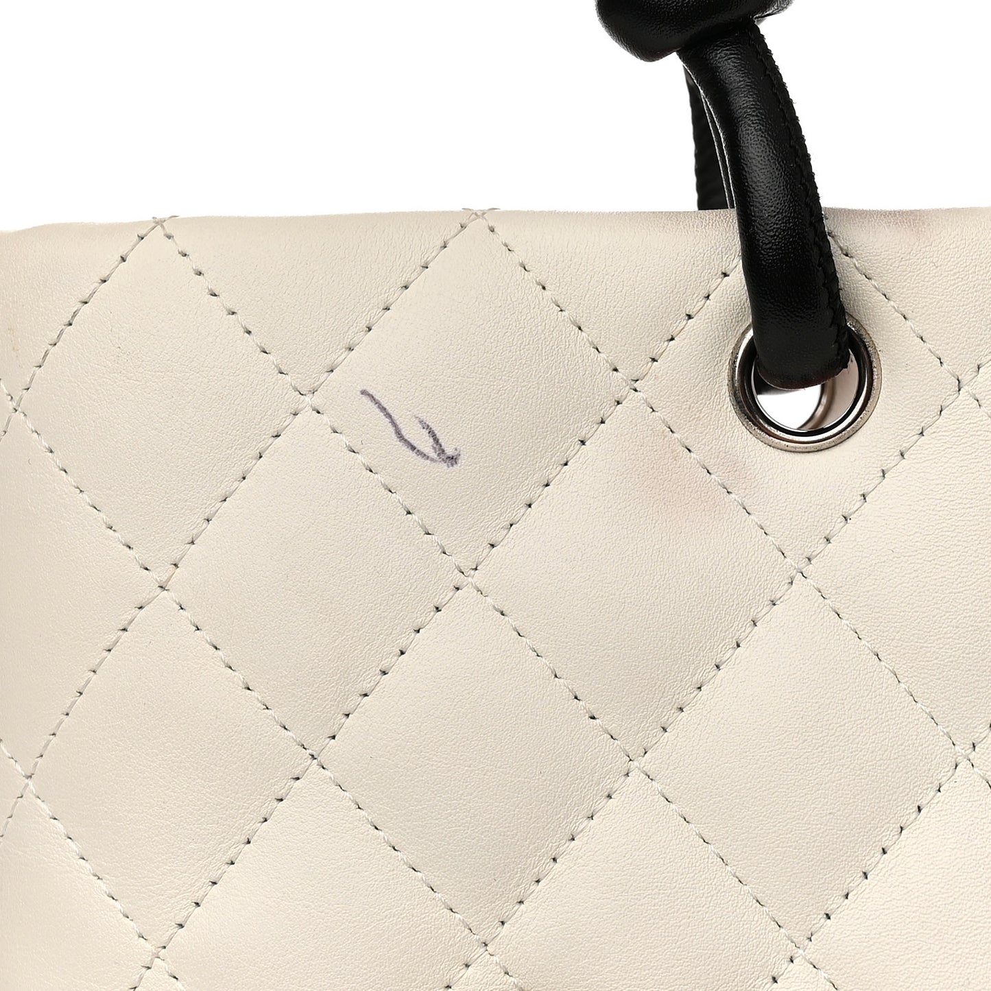 Calfskin Quilted Medium Cambon Tote White Black