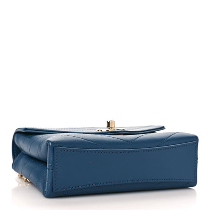 Chanel Calfskin Chevron Stitched Coco Waist Bag Blue 4 of 9