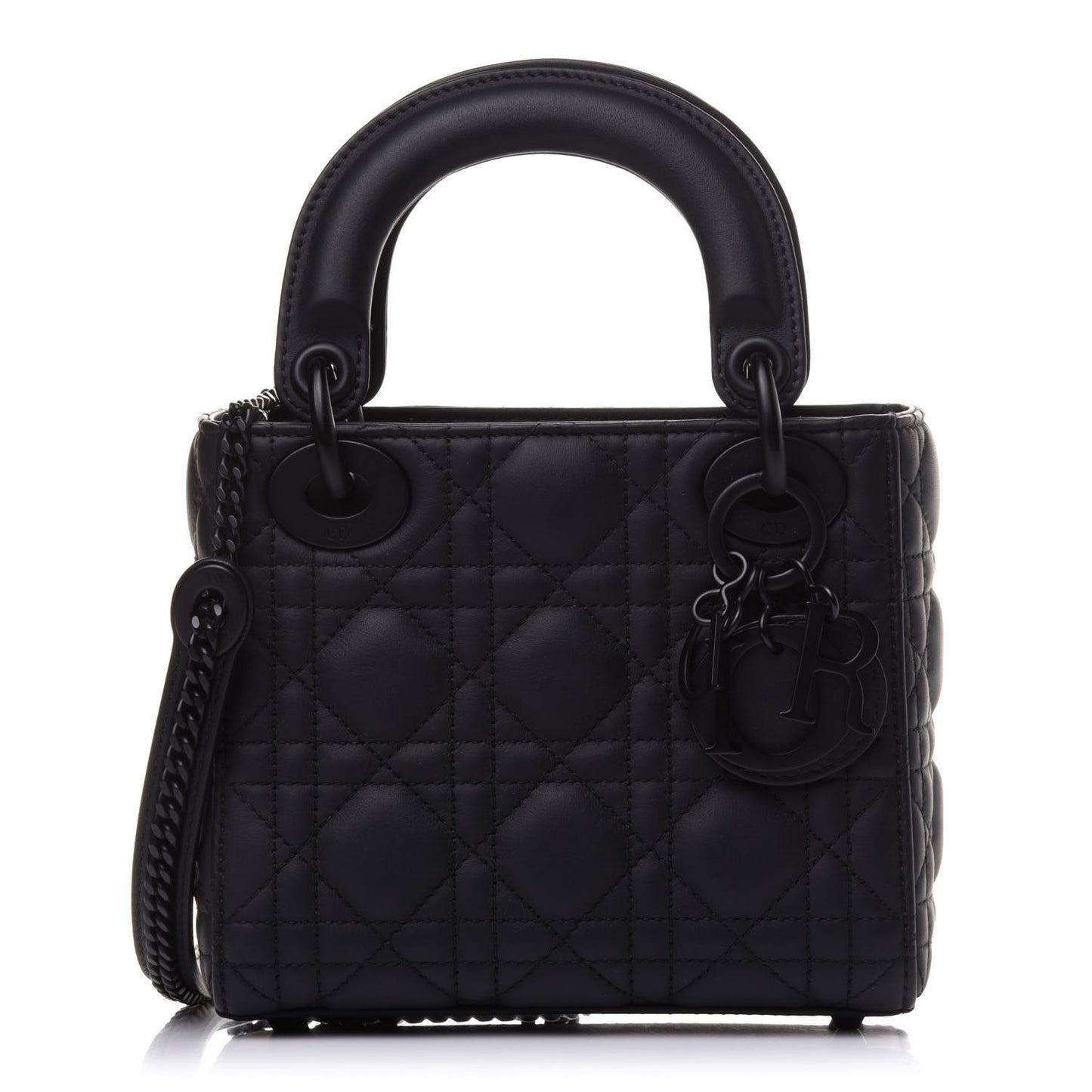 Ultra Matte Calfskin Cannage Mini Lady Dior Black