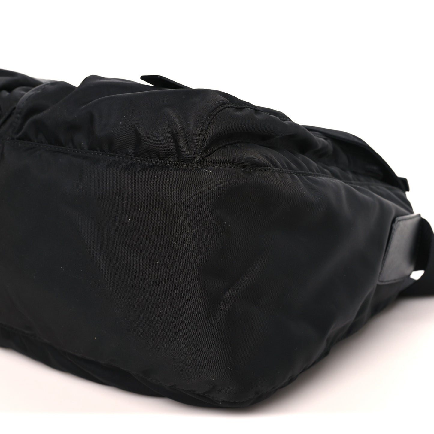 Tessuto Nylon Saffiano Double Buckle Messenger Shoulder Bag Black