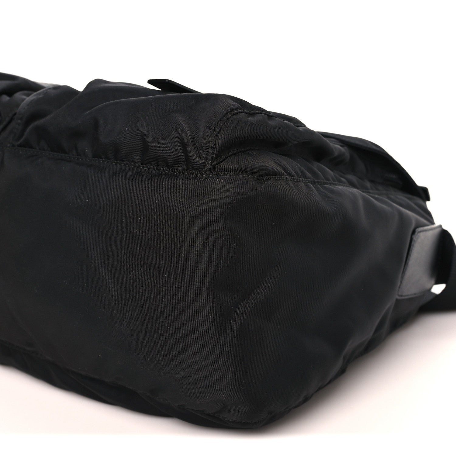 Prada Tessuto Nylon Saffiano Double Buckle Messenger Shoulder Bag Black 10 of 11
