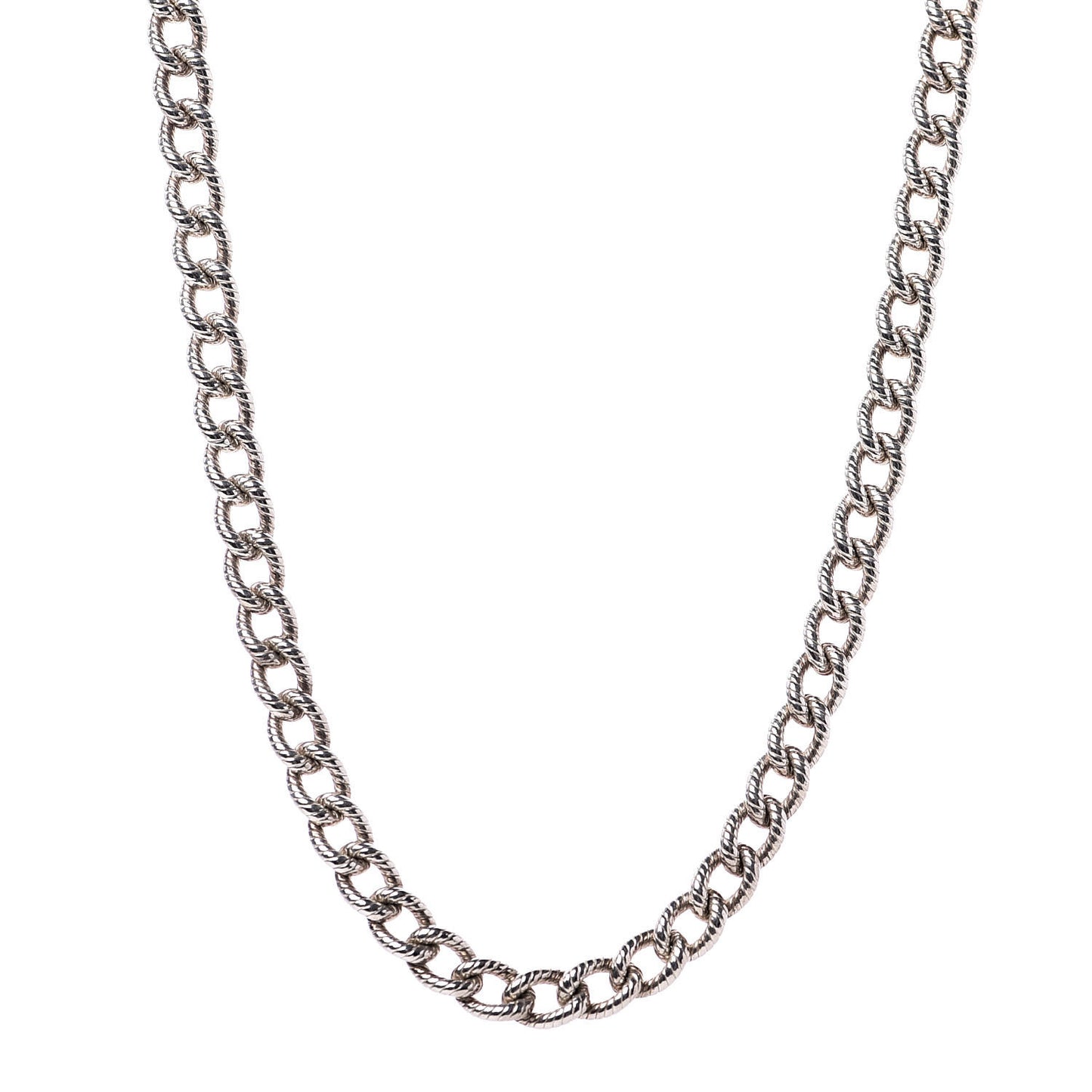Sterling Silver Textured Rope Link Chain Necklace