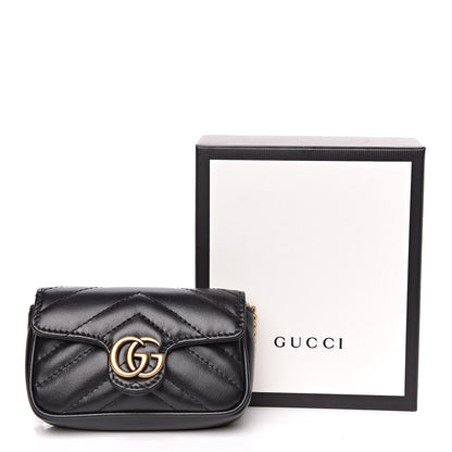Gucci Calfskin Matelasse GG Marmont 2.0 Coin Purse On A Chain Black 9 of 9