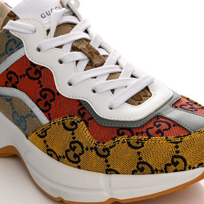 Gucci Monogram Multicolor Demetra Womens Rhyton Sneakers 38 Yellow Blue Great White Tabasco 8 of 12