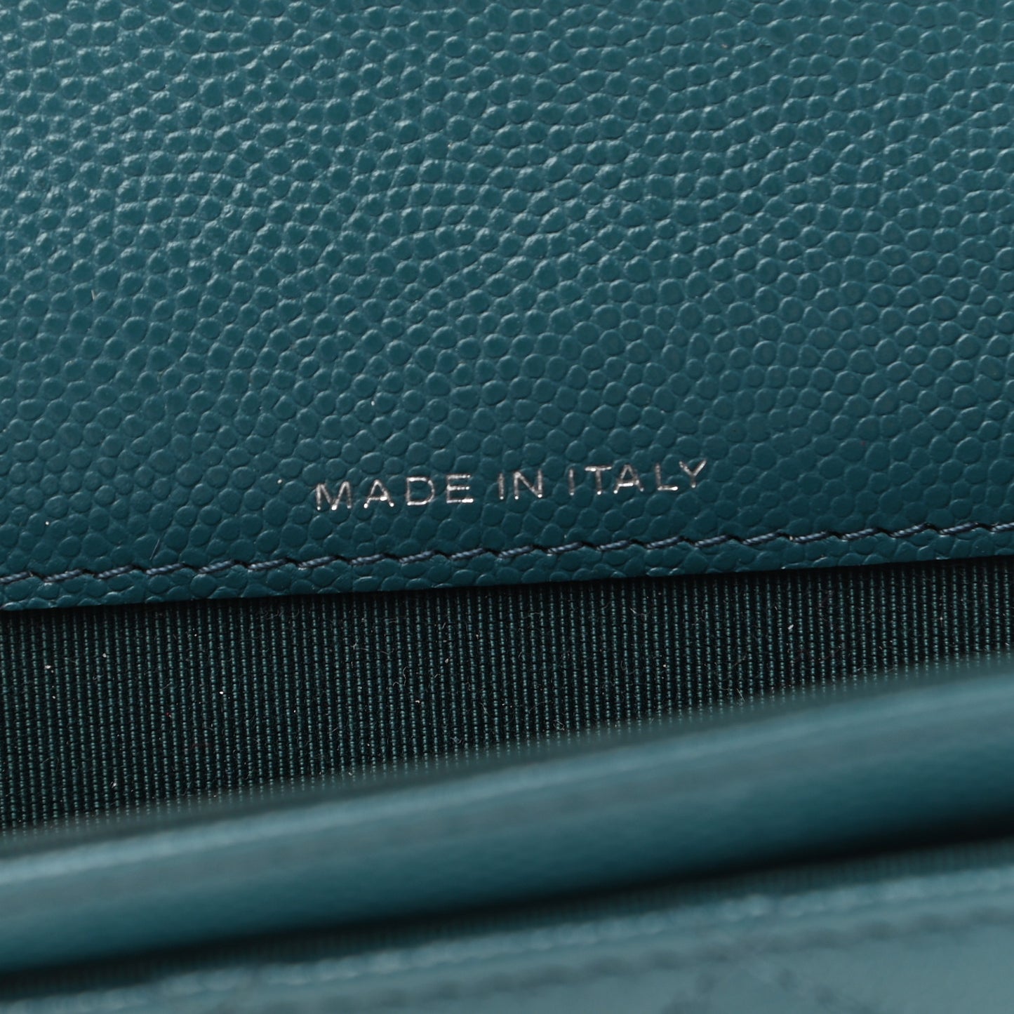 Caviar Quilted Flap Card Holder Dark Turquoise