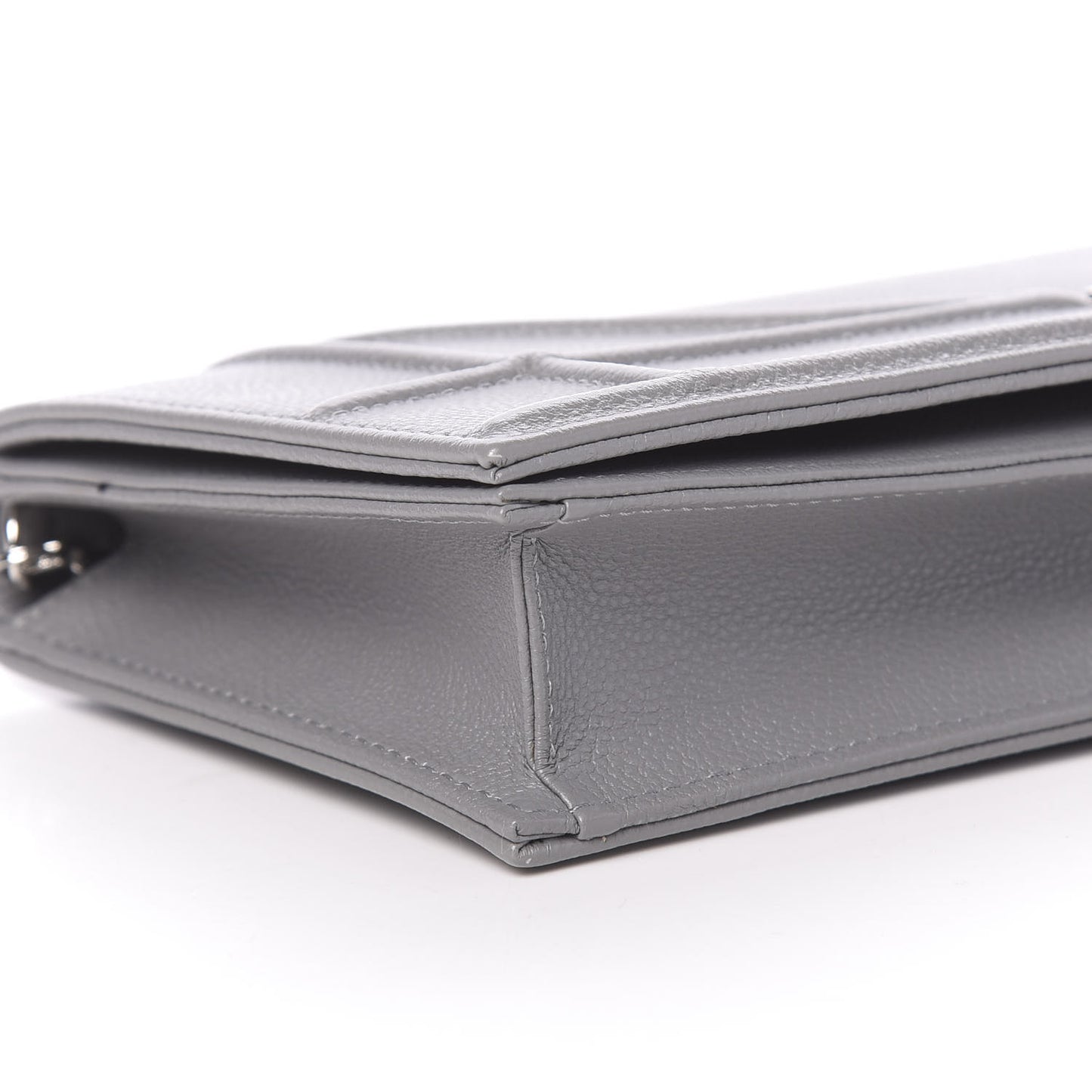 Grained Calfskin Large Diorama Croisiere Chain Wallet Grey