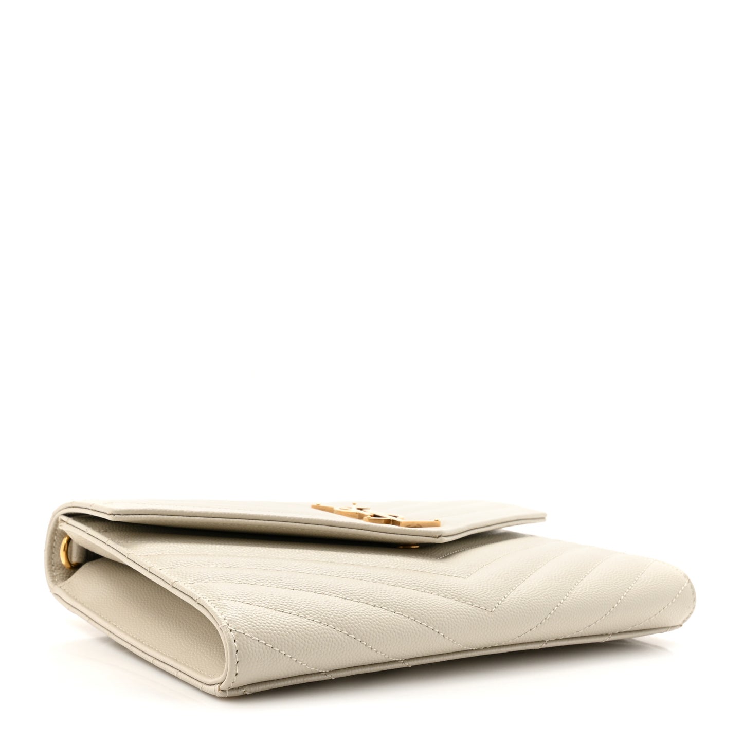 Grain De Poudre Matelasse Chevron Monogram Envelope Clutch Crema Soft