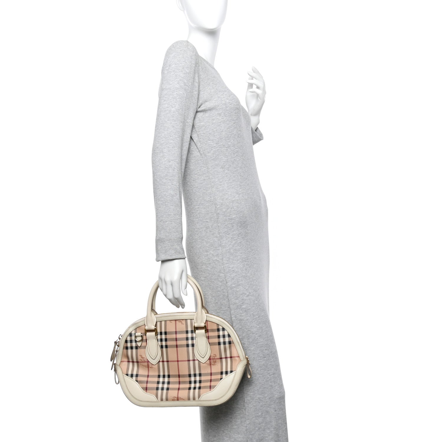 Burberry Haymarket Check Small Orchard Bowling Bag White 2 of 17