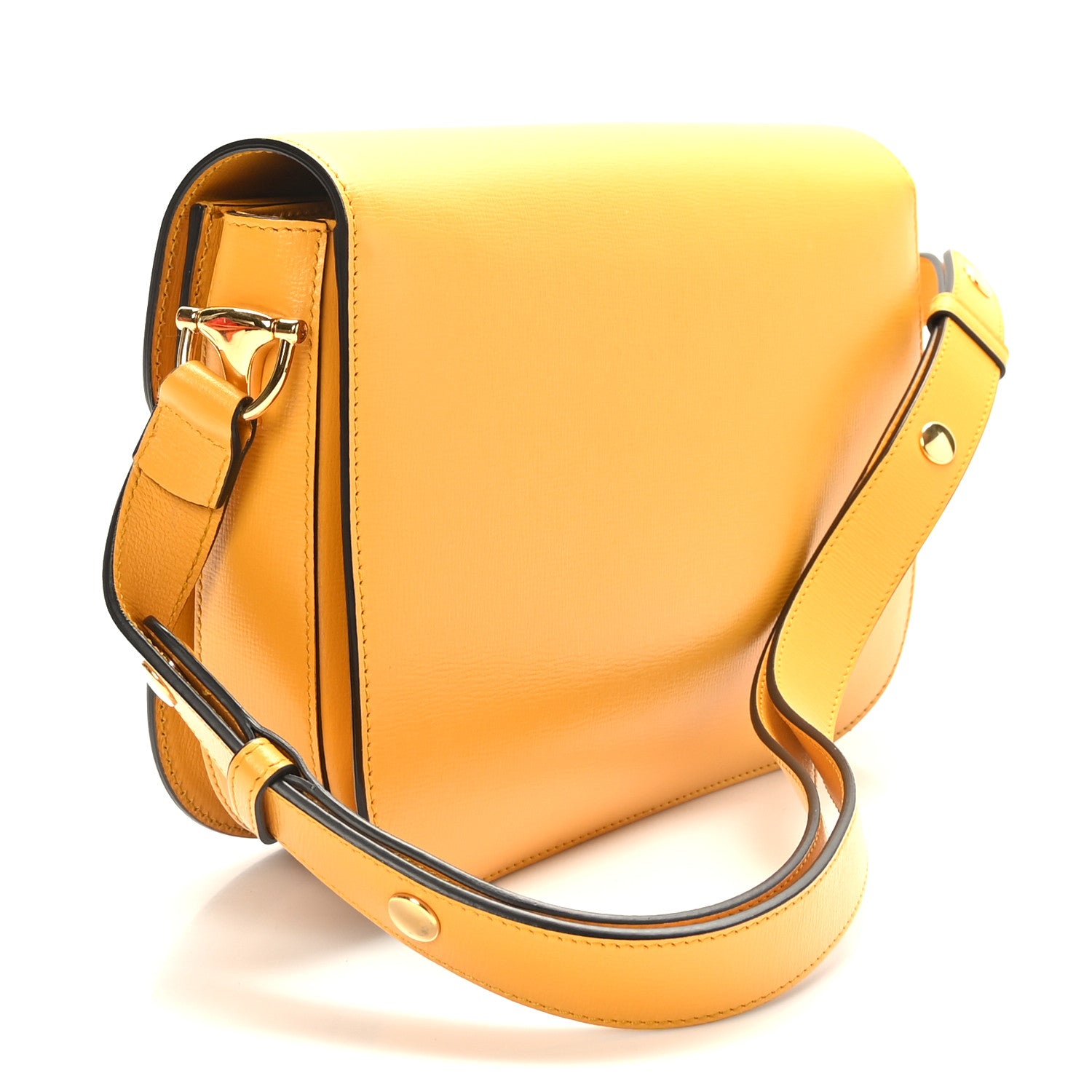 Gucci Textured Calfskin Horsebit 1955 Shoulder Bag Yellow 3 of 9