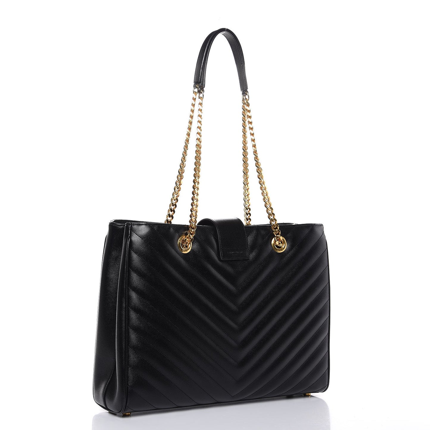 Grain De Poudre Matelasse Chevron Monogram Shopping Bag Black