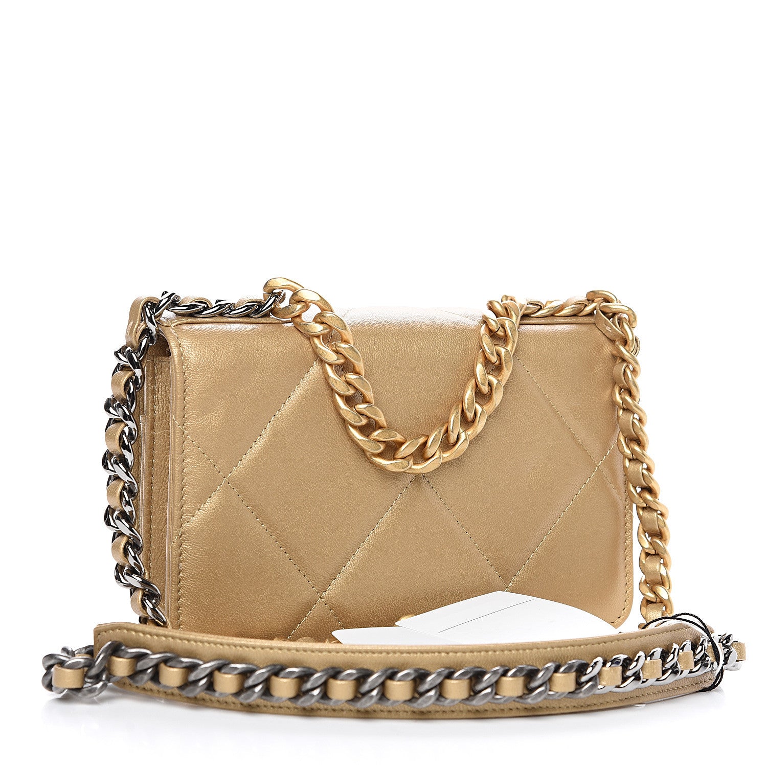 Chanel Metallic Goatskin Quilted 19 Wallet On Chain WOC Gold 2 of 13