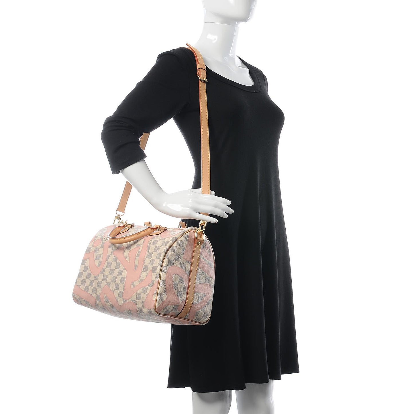 Damier Azur Tahitienne Speedy Bandouliere 30 Rose Ballerine
