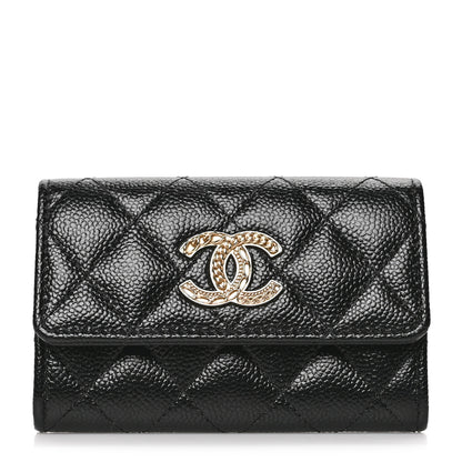 Chanel Caviar Quilted Chain CC Flap Card Holder Black 1 of 8