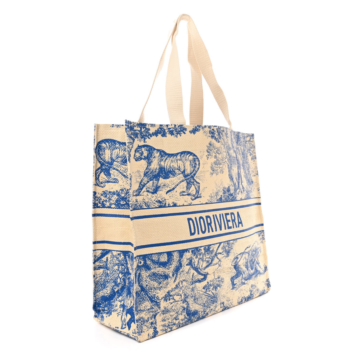 Christian Dior Straw Dioriviera Tote Blue 3 of 12