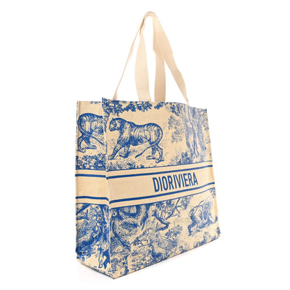 Christian Dior Straw Dioriviera Tote Blue 3 of 12