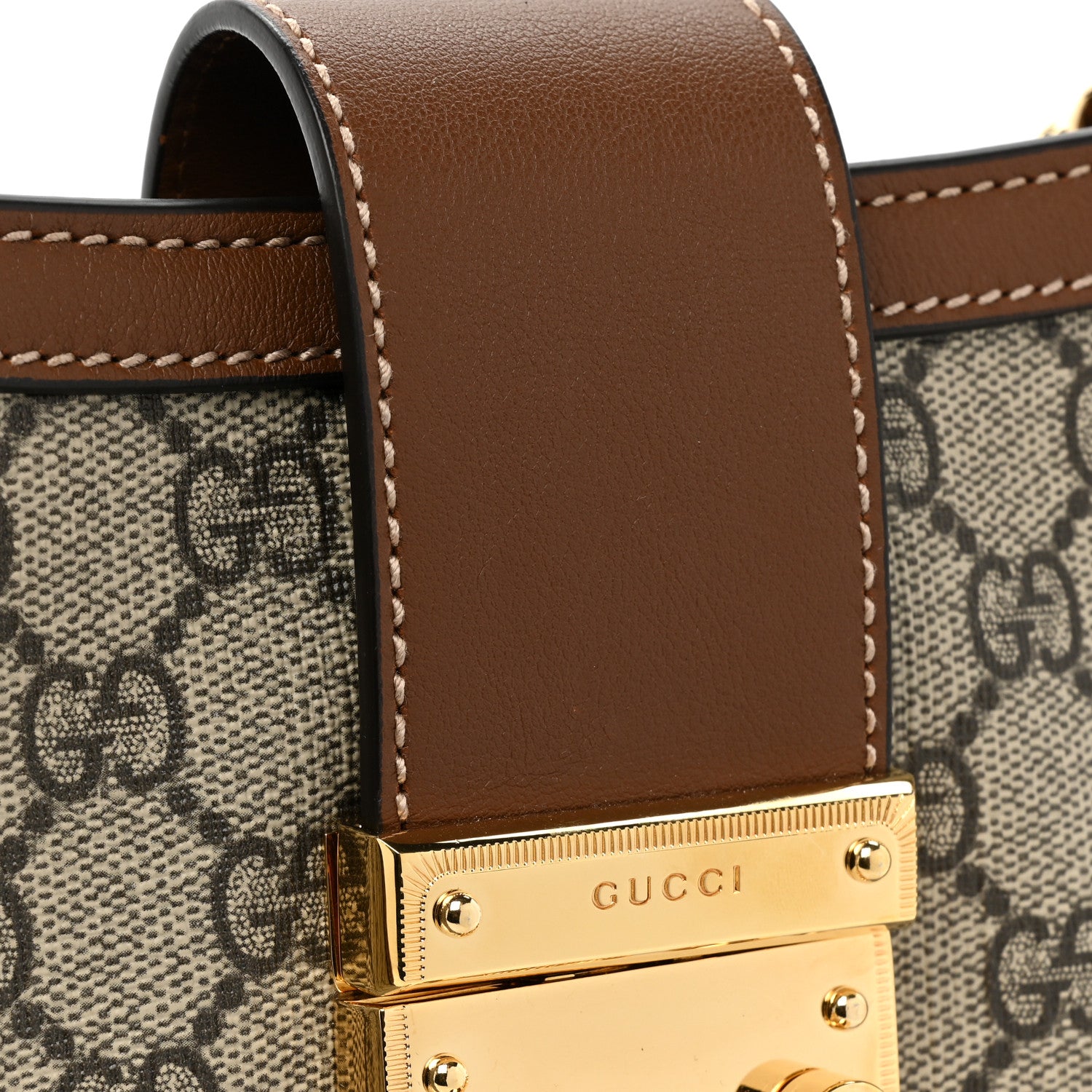 Gucci GG Supreme Monogram Medium Padlock Tote Beige Cuir 14 of 14