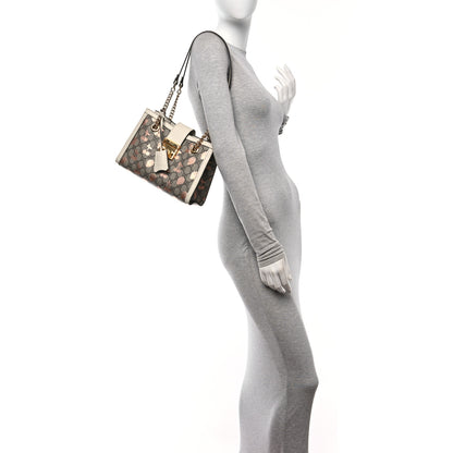 Gucci GG Supreme Monogram Berry Textured Dollar Calfskin Small Padlock Tote Beige Ebony Light Copper Mystic White 2 of 17