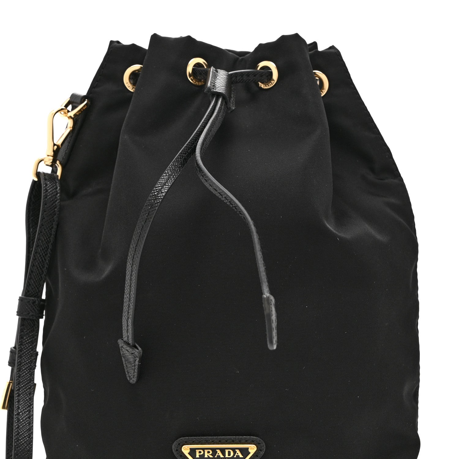 Prada Saffiano Tessuto Nylon Vela Bucket Wristlet Black 8 of 10