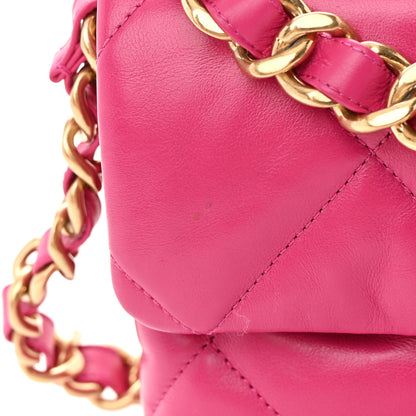 Chanel Lambskin Quilted Small Chain Top Handle Flap Fuchsia 15 of 16
