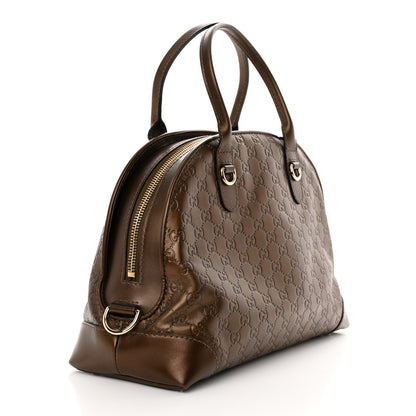 Gucci Metallic Guccissima Heart Bit Charm Dome Satchel Bronze 3 of 13