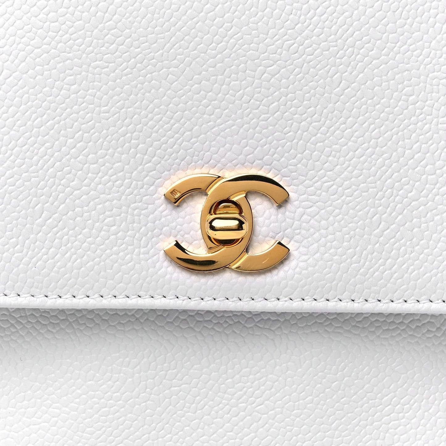 Caviar Flap Shoulder Bag White