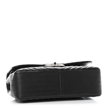 Chanel Lambskin Chevron Quilted Jumbo Double Flap Black 3 of 6