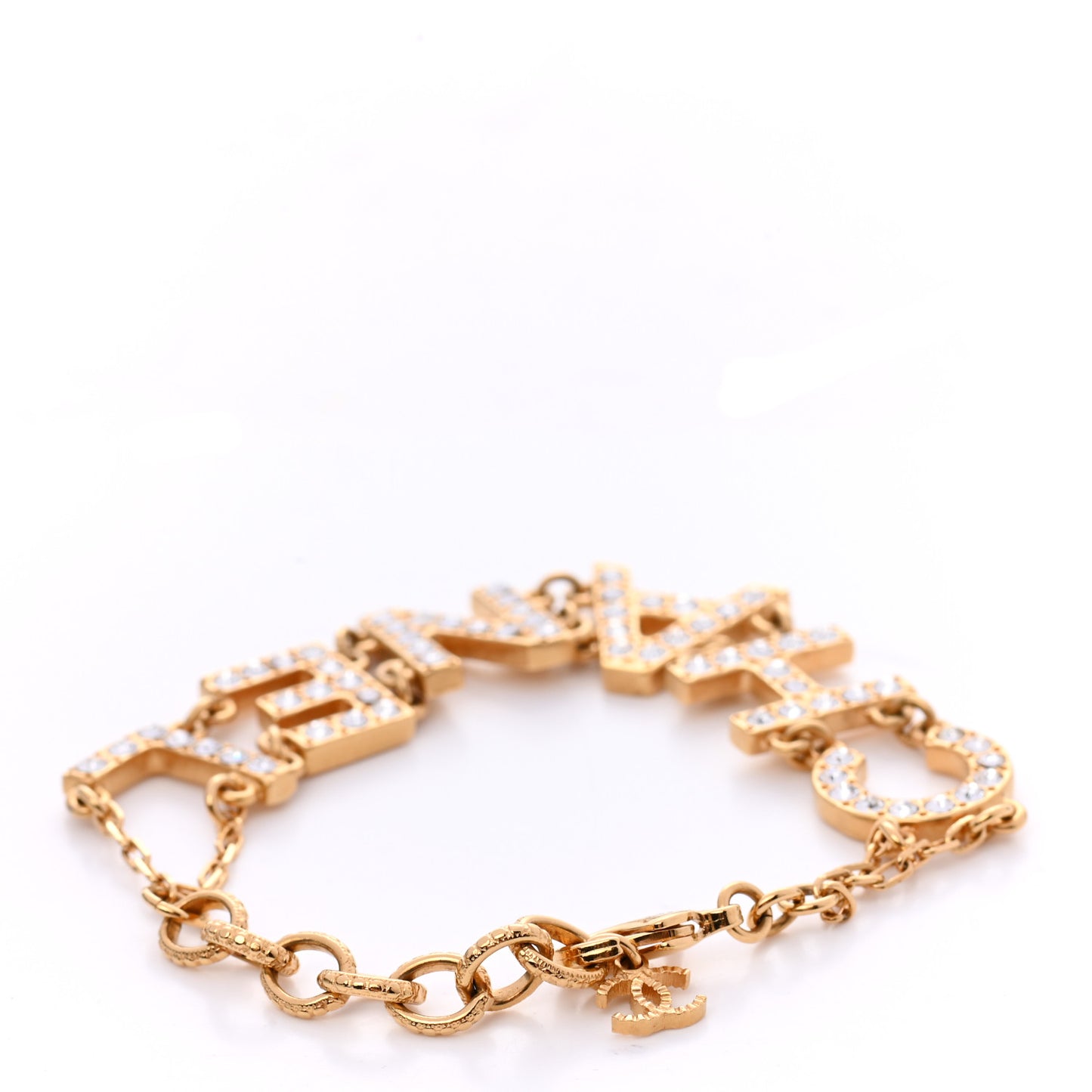Metal Crystal 90's Icon Logo Bracelet Gold