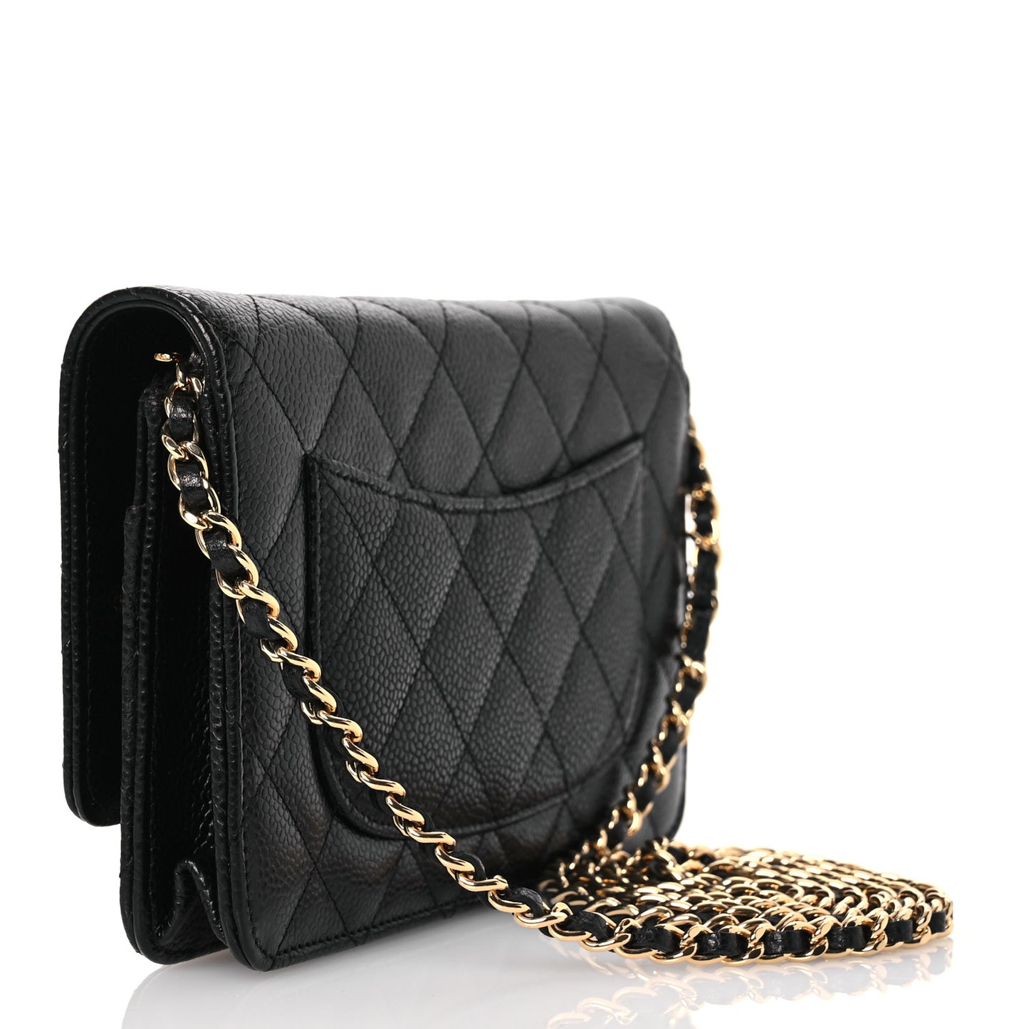 Caviar Quilted Wallet on Chain WOC Black