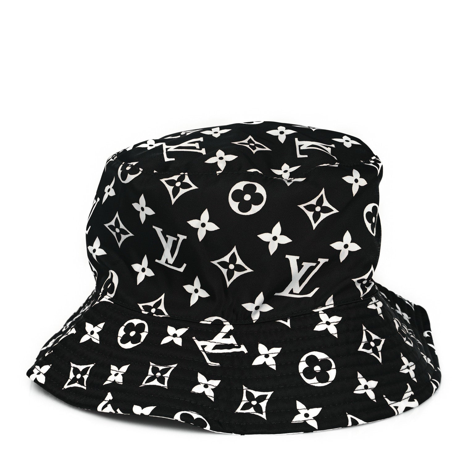 Louis Vuitton Nylon Monogram Reversible Bob Bucket Hat S Black White 4 of 13
