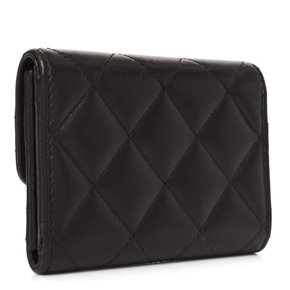 Chanel Lambskin Quilted Textured CC Compact Flap Card Holder Eggplant 3 of 8