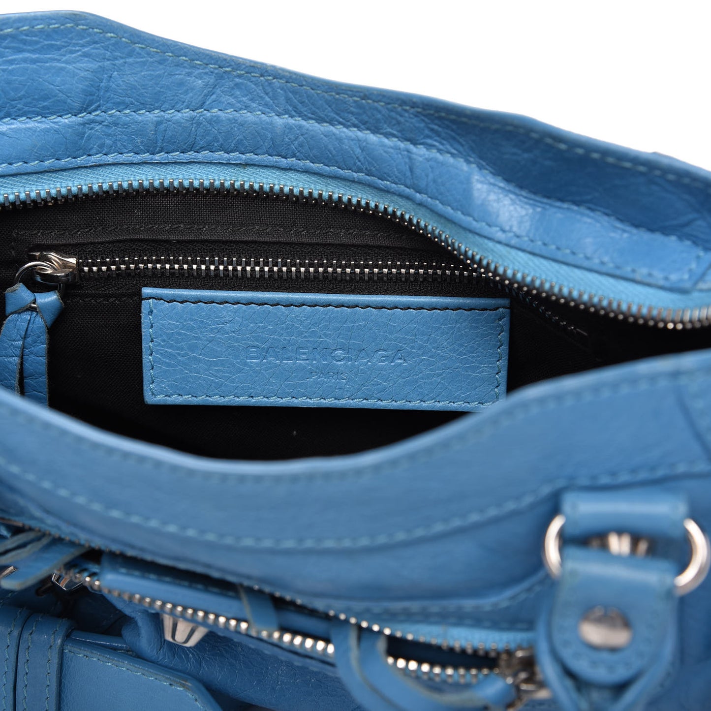 Agneau Classic Silver Hardware Mini City Bleu Azur Clair