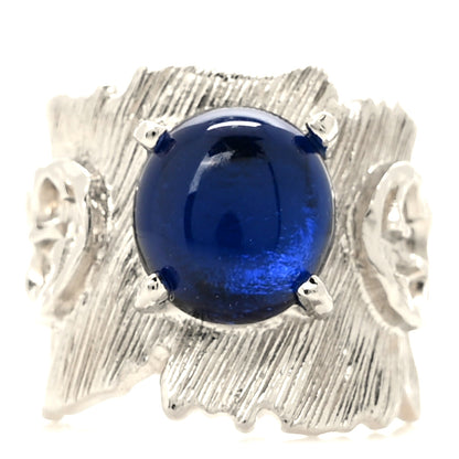Gucci Metal Crystal GG Ring S Silver Blue 1 of 5
