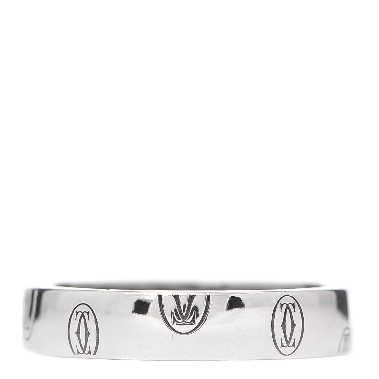 Cartier 18K White Gold 4mm Happy Birthday Band Ring 52 6 1 of 5