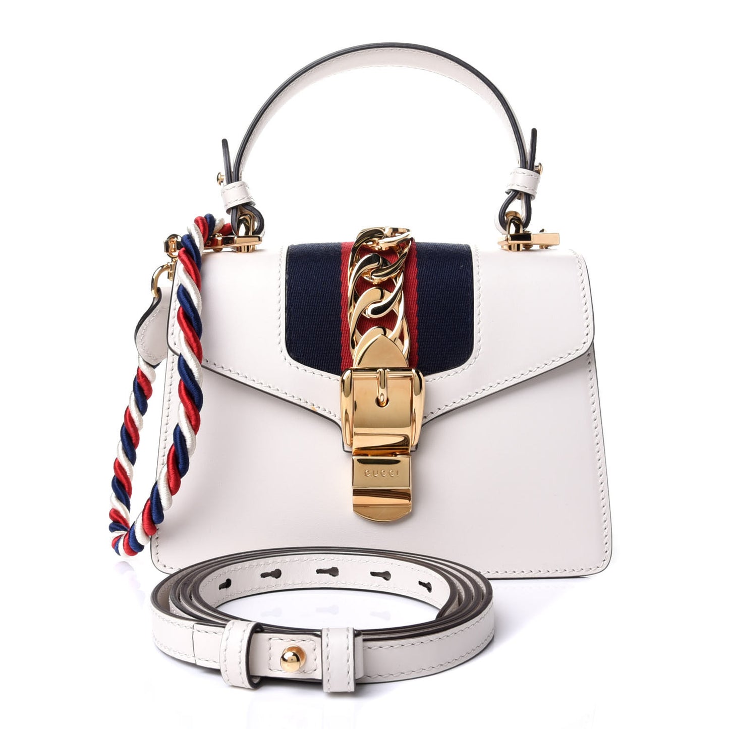 Calfskin Mini Sylvie Top Handle Bag White