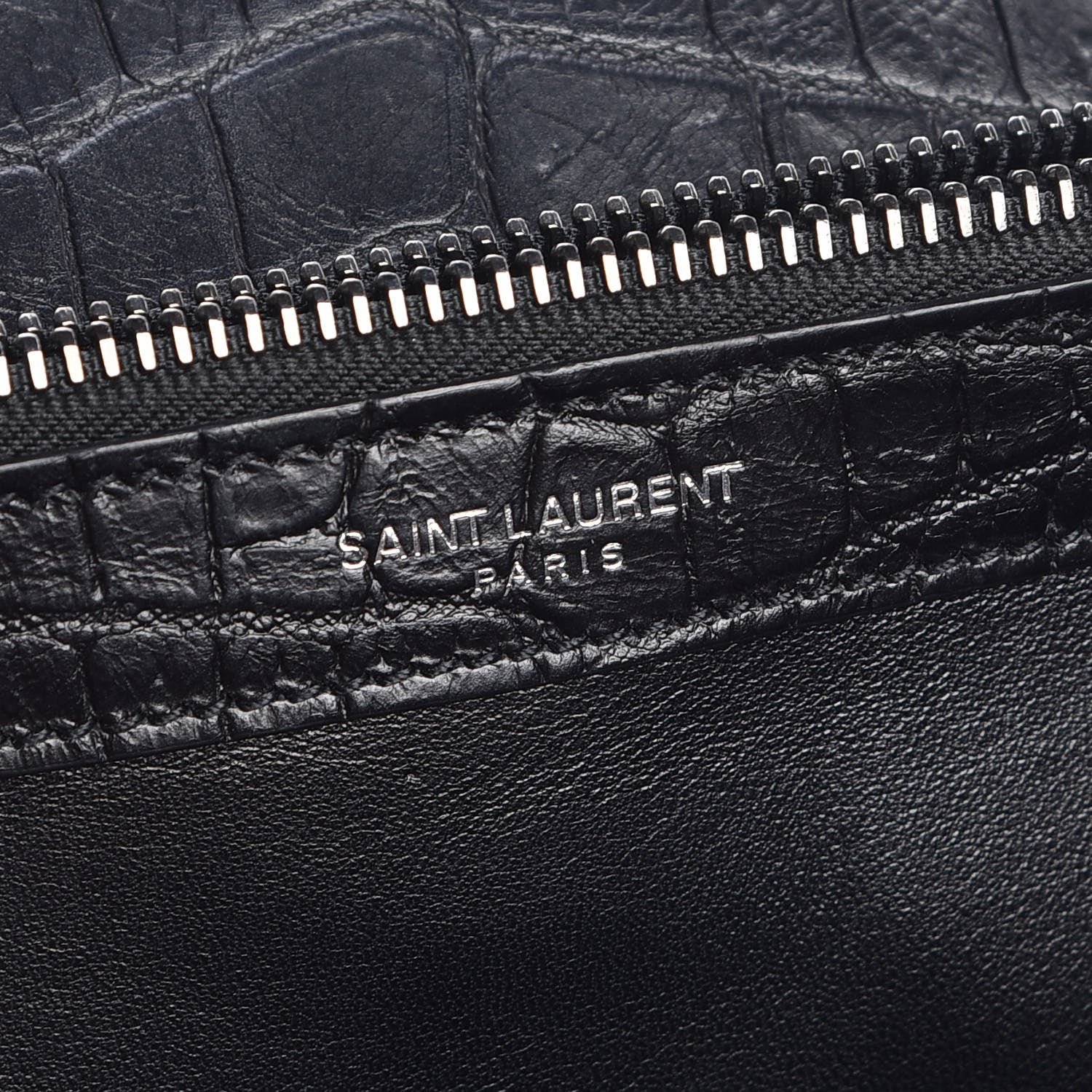 Saint Laurent Calfskin Crocodile Embossed Monogram Large College Satchel Black 6 of 7