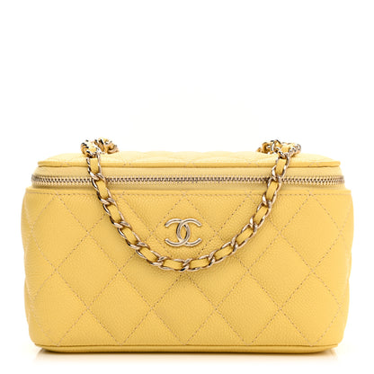 Chanel Caviar Quilted Small Tiny CC Vanity Case With Chain Yellow 1 of 11