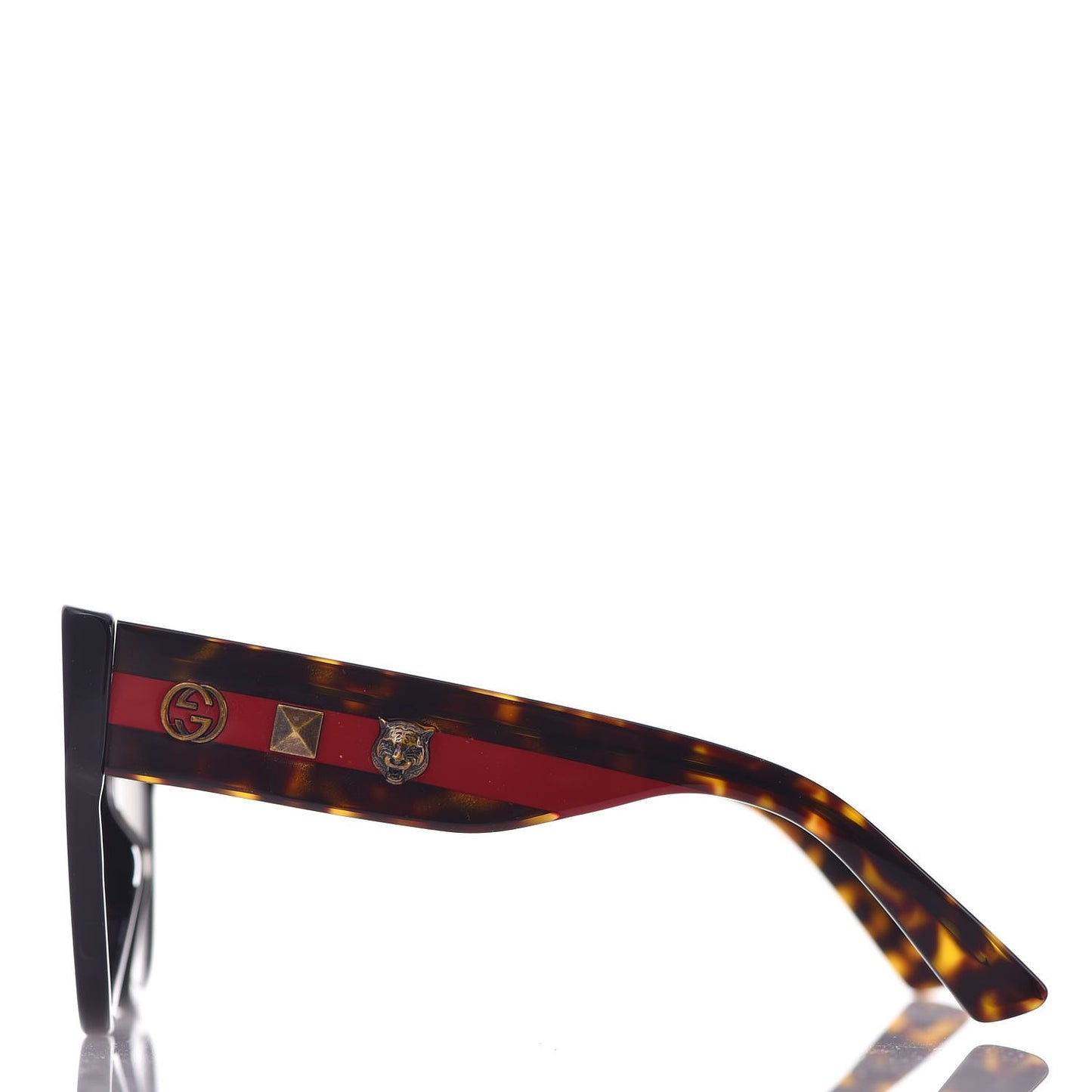 Acetate Square Frame Web Sunglasses GG0059S Black Tortoise