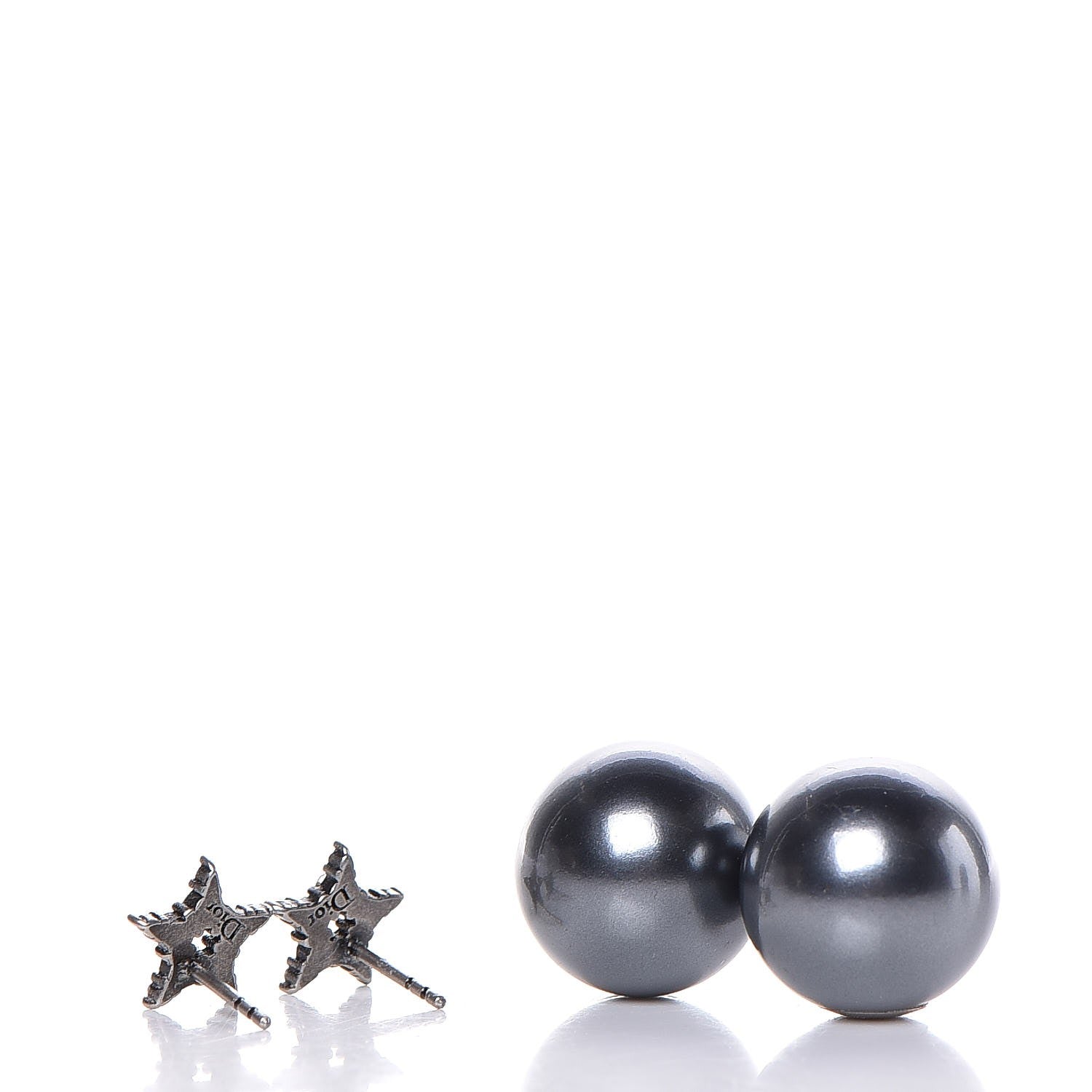 Christian Dior Pearl Crystal Star Mise En Dior Tribal Earrings Grey 3 of 5