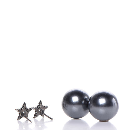 Christian Dior Pearl Crystal Star Mise En Dior Tribal Earrings Grey 3 of 5