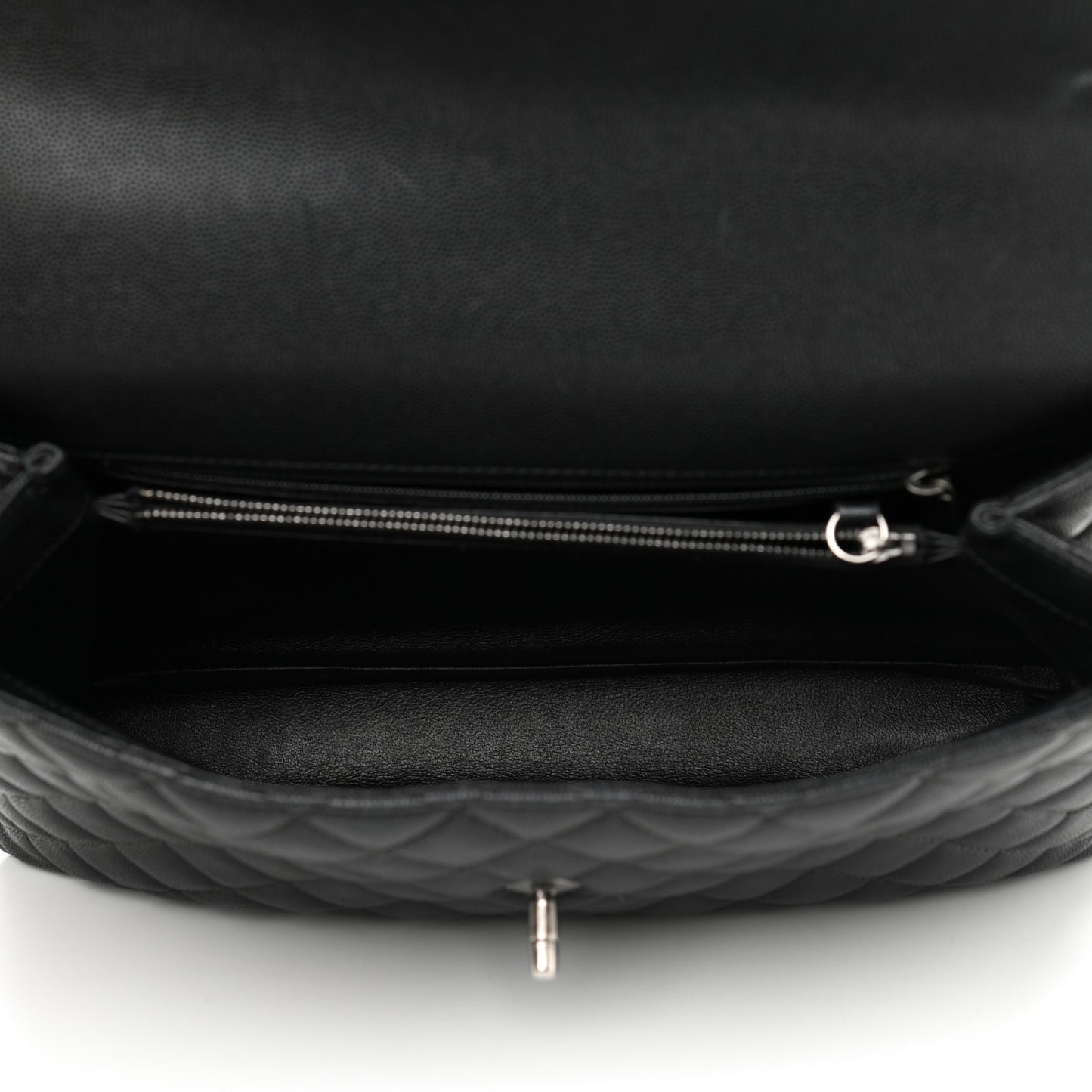Caviar Lizard Quilted Medium Coco Handle Flap Black