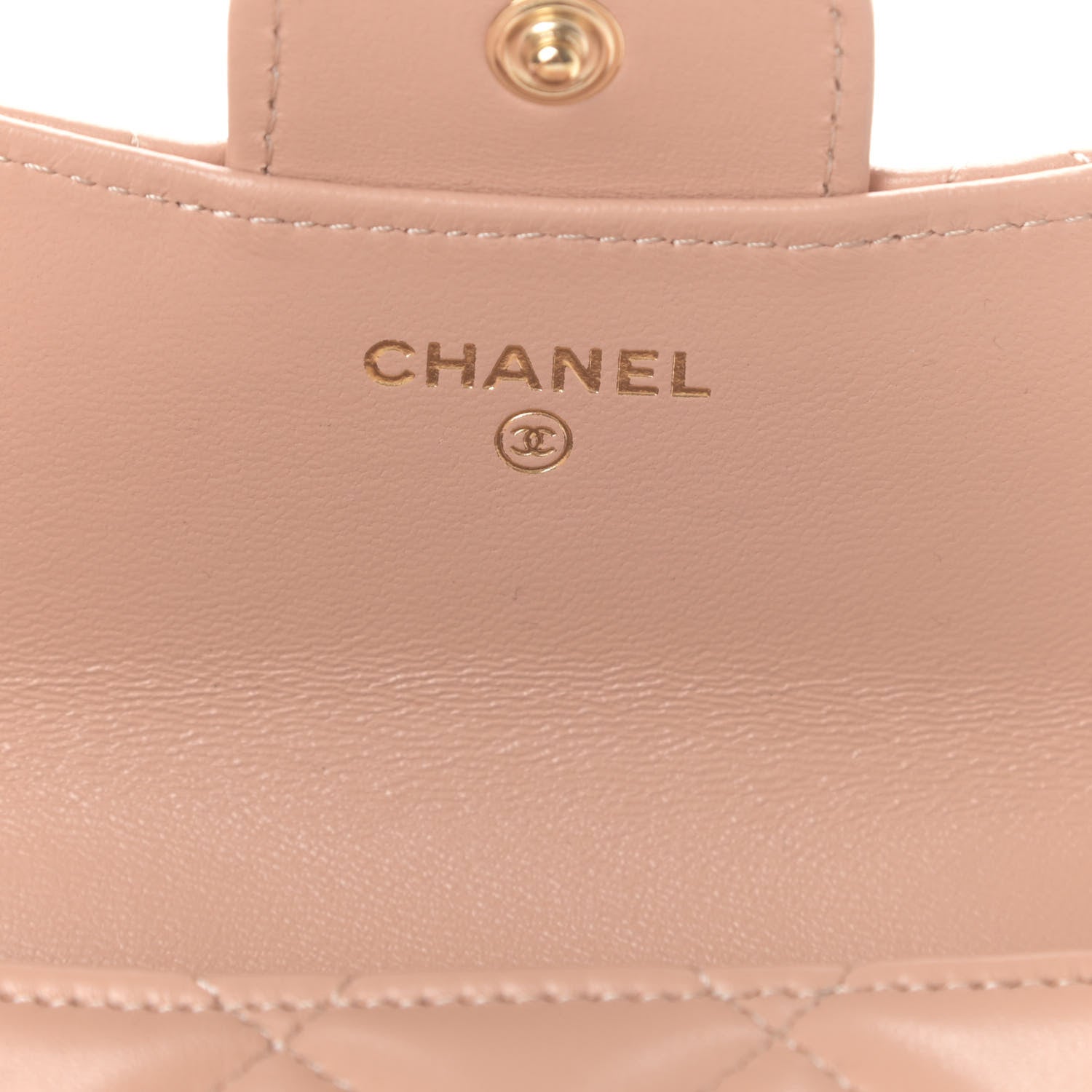 Chanel Lambskin Quilted Top Handle Flap Coin Purse With Chain Beige 5 of 11
