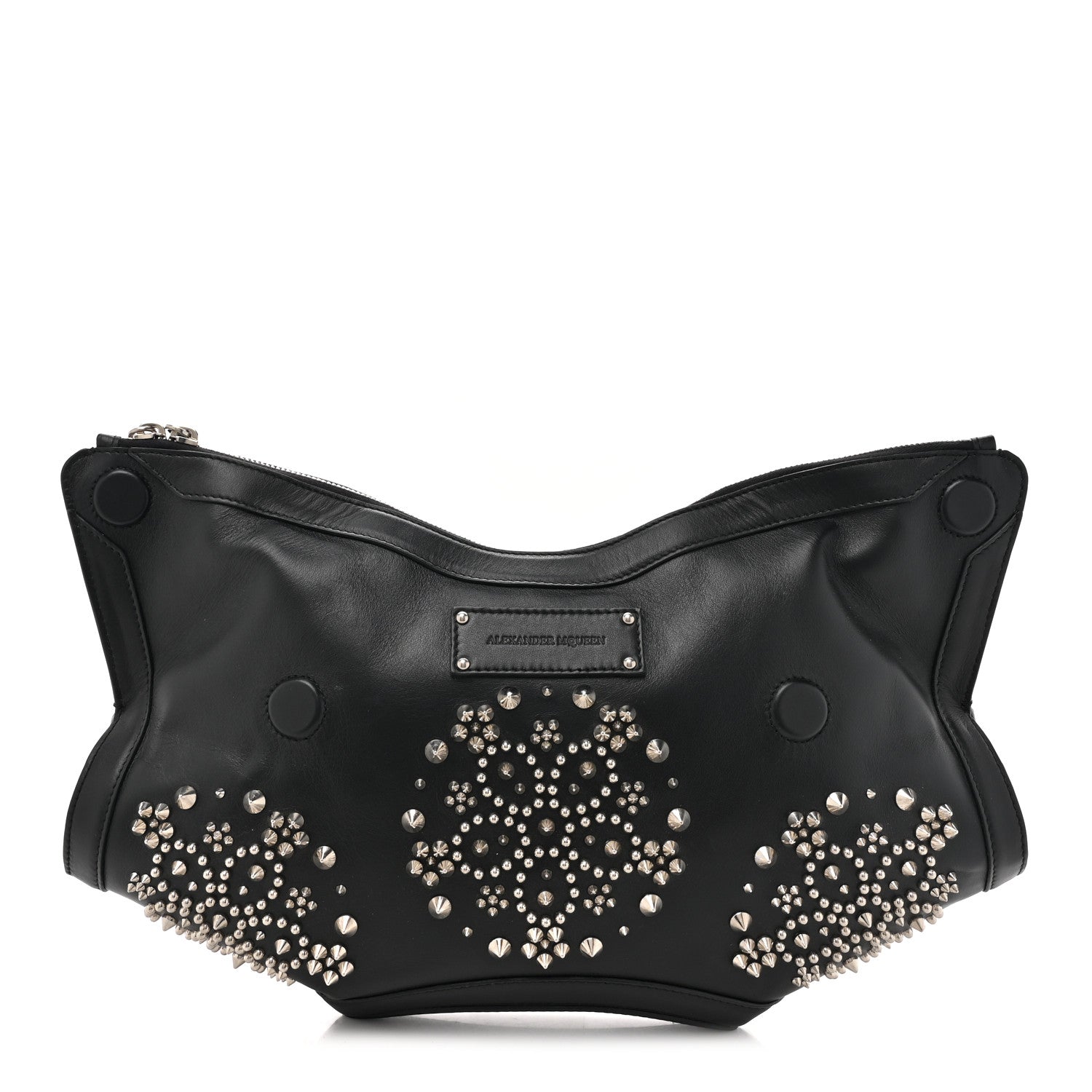 Alexander McQueen Calfskin Studded De Manta Clutch Black 1 of 9