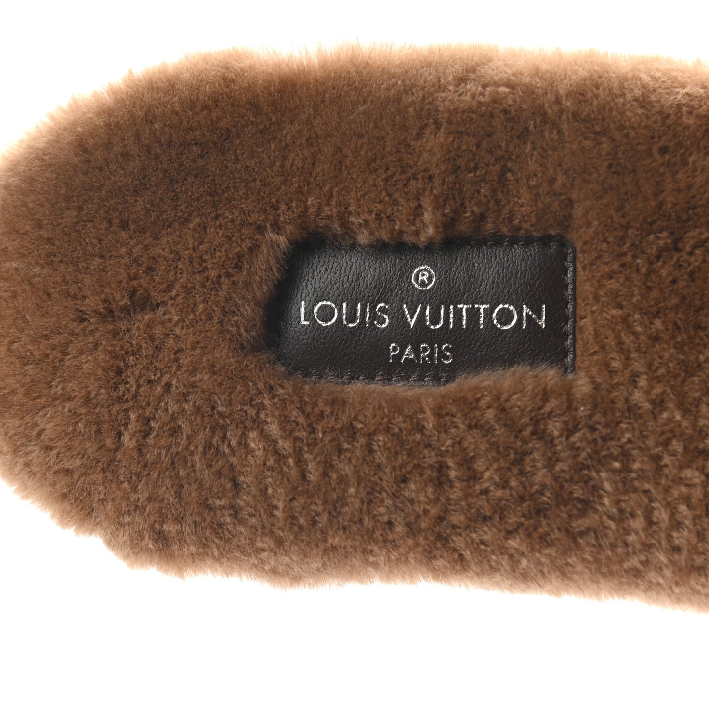Mink Fur Monogram Lock It Flat Mule 36 Cognac