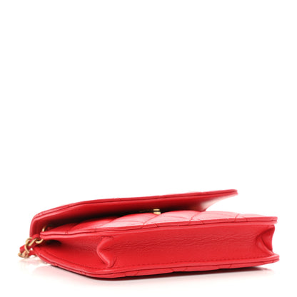 Chanel Lambskin Quilted Pearl Crush Clutch With Chain Red 4 of 11