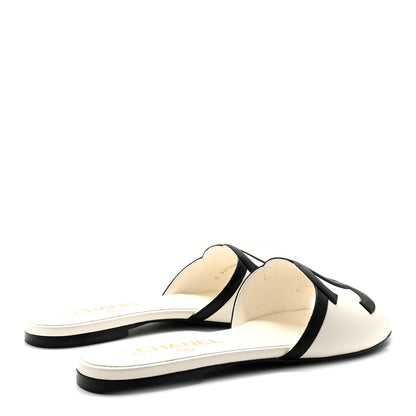 Chanel Lambskin CC Cutout Mules 37 Ivory Black 5 of 10