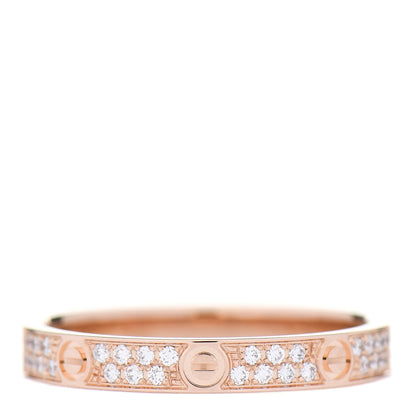 Cartier 18K Pink Gold Diamond 2.6mm LOVE Paved Band Ring 48 4.5 3 of 5