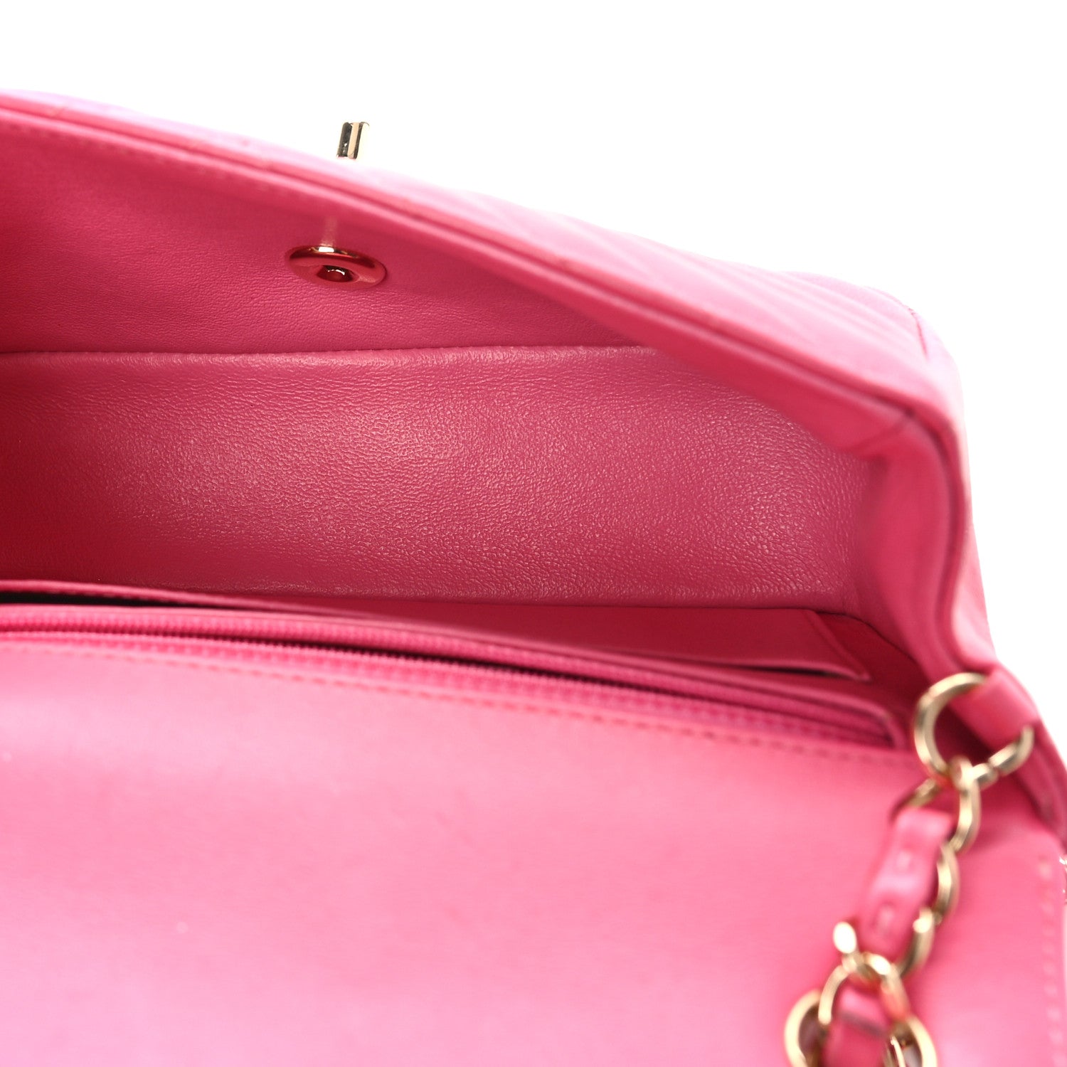 Chanel Lambskin Chevron Quilted Mini Rectangular Flap Dark Pink 5 of 9