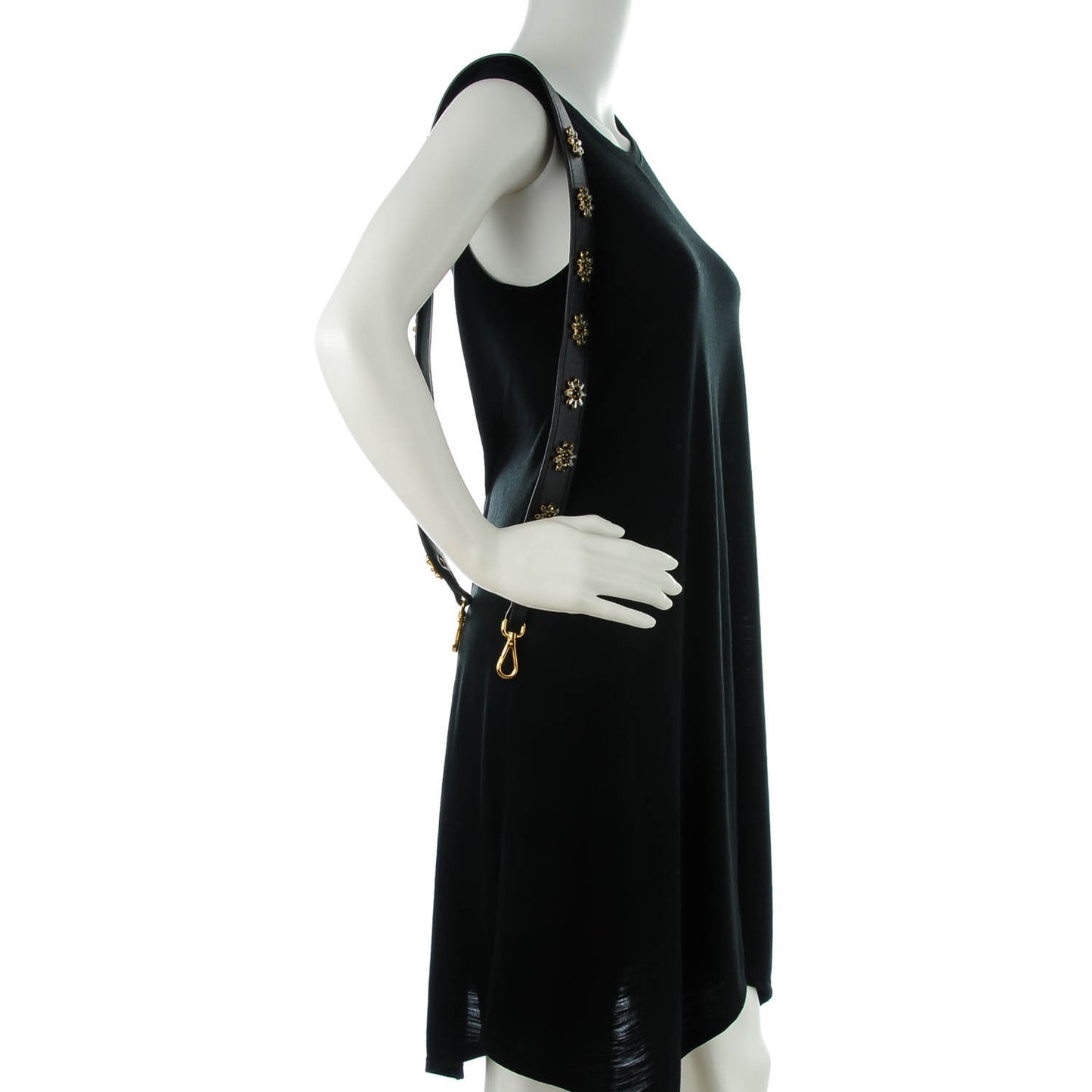 PRADA Saffiano Crystal Flower Shoulder Strap Nero Black